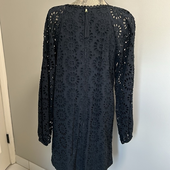 Lilly Pulitzer Priscilla Long Sleeve Black Eyelet Dress Sz 14 - Picture 6 of 12